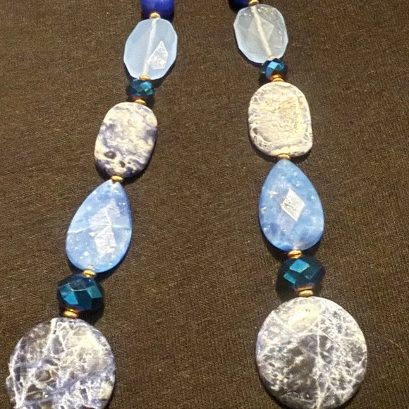 ROX By Alexa Chunky Blue Gemstone Statement Necklace - Picture 4 of 6